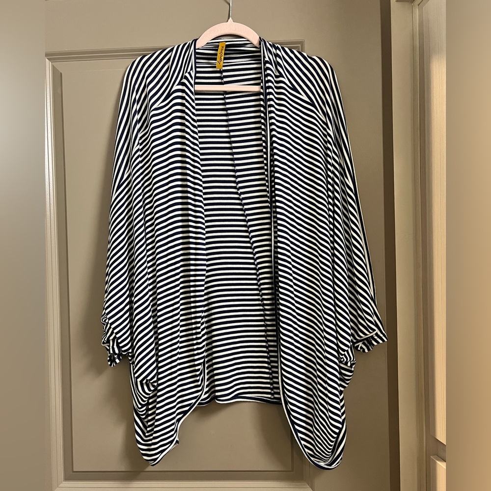 Rachel Pally Striped Cardigan One Size Blue White Soft